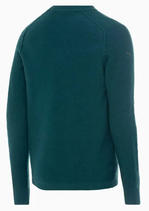 PORSCHE DESIGN Wool Crew Neck Sweater Svetr ke krku z merina s logem lahvově zelená