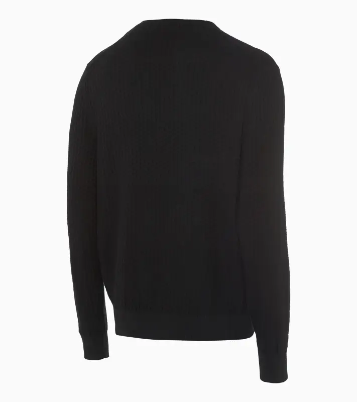 PORSCHE DESIGN Jacquard Sweater Svetr společenský žakárový se vzorem černá