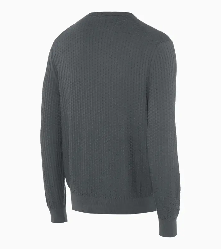 PORSCHE DESIGN Jacquard Sweater Svetr společenský žakárový se vzorem antracitová šedá