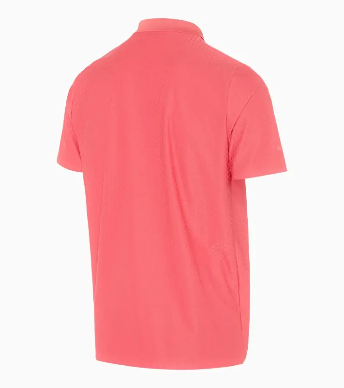 PORSCHE DESIGN Hexagon Polo Shirt Polokošile tričko s límečkem a knoflíčky se šestihranným vzorem oranžově korálová