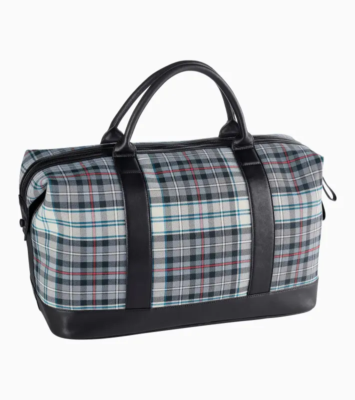 PORSCHE Heritage Weekender Bag 992 50Y Turbo Limited Edition Taška na cestování v ikonickém kostkovaném vzoru šedých odstínů