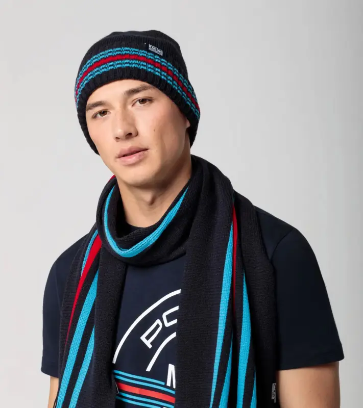 Knitted hat MARTINI RACING® Čepice pletená v ikonických barvách sportovních vozů tmavě modrá