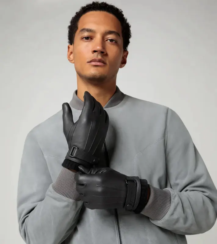 PORSCHE DESIGN Leather Gloves Rukavice pro řidiče kožené sportovního střihu s kašmírovou podšívkou černá