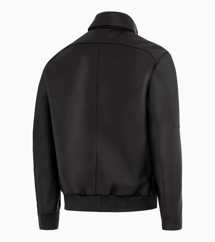 PORSCHE DESIGN Cabrio leather jacket Bunda kožená s odnímatelným límcem a ikonickou žakárovou podšívkou černá