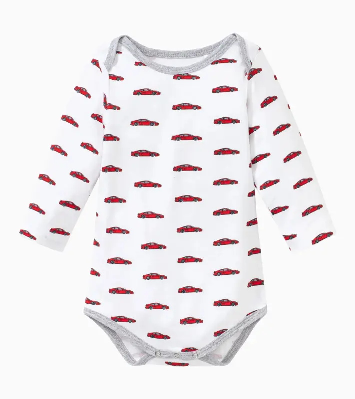 PORSCHE Baby romper set Essential Set pro miminko dupačky čepička ponožky v kufříku bílá s potiskem