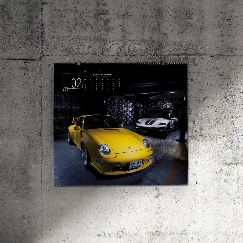 PORSCHE Calendar 2026 Thailand Kalendář nástěnný 2026 Thajsko