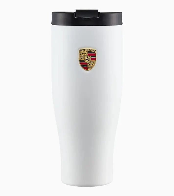 PORSCHE XL Thermal Travel Cup Winter Edition Termoska v zimním dekoru sněhových vloček s logem a znakem bílá 900ml