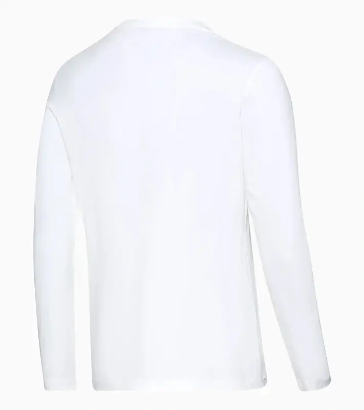 PORSCHE DESIGN Long-sleeve V-neck Shirt Tričko s dlouhým rukávem s výstřihem do V mírně elastické bílá