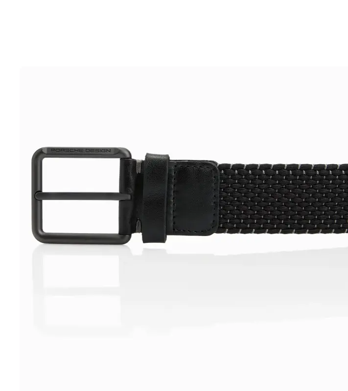 PORSCHE DESIGN Casual Pin Buckle Chino Belt Pásek tkaný dvoubarevný se sponou černý šířka 4 cm