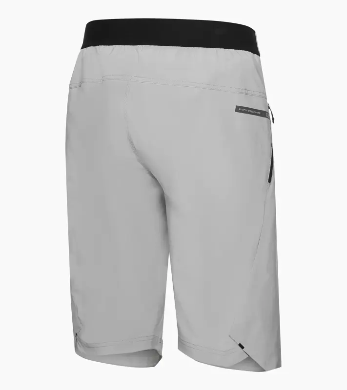 PORSCHE Bike Shorts Unisex Kalhoty krátké šortky cyklistické sportovní funkční s potiskem a logem světle šedá