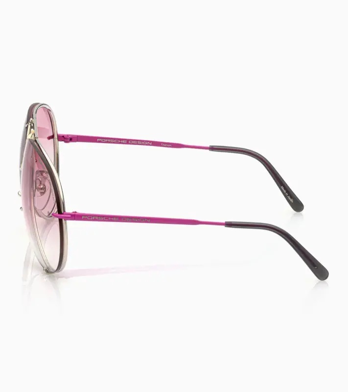 PORSCHE DESIGN P´8478 Sunglasses Iconic Aviator #1 Ladies Capsule Sluneční brýle Pilotky dámské šedorůžové s výměnnými skly v růžovém nebo šedostříbrném gradientu
