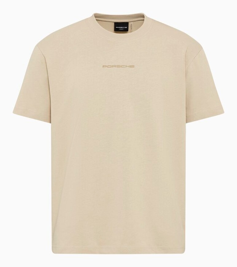 PORSCHE Tennis Heritage 2026 T-Shirt Tričko bavlněné s pogumovaným potiskem sportovní volnočasové v béžové