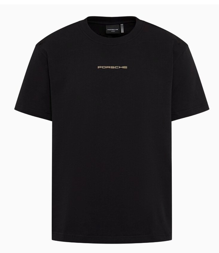 PORSCHE Tennis Heritage 2026 T-Shirt Tričko bavlněné s pogumovaným potiskem sportovní volnočasové v černé