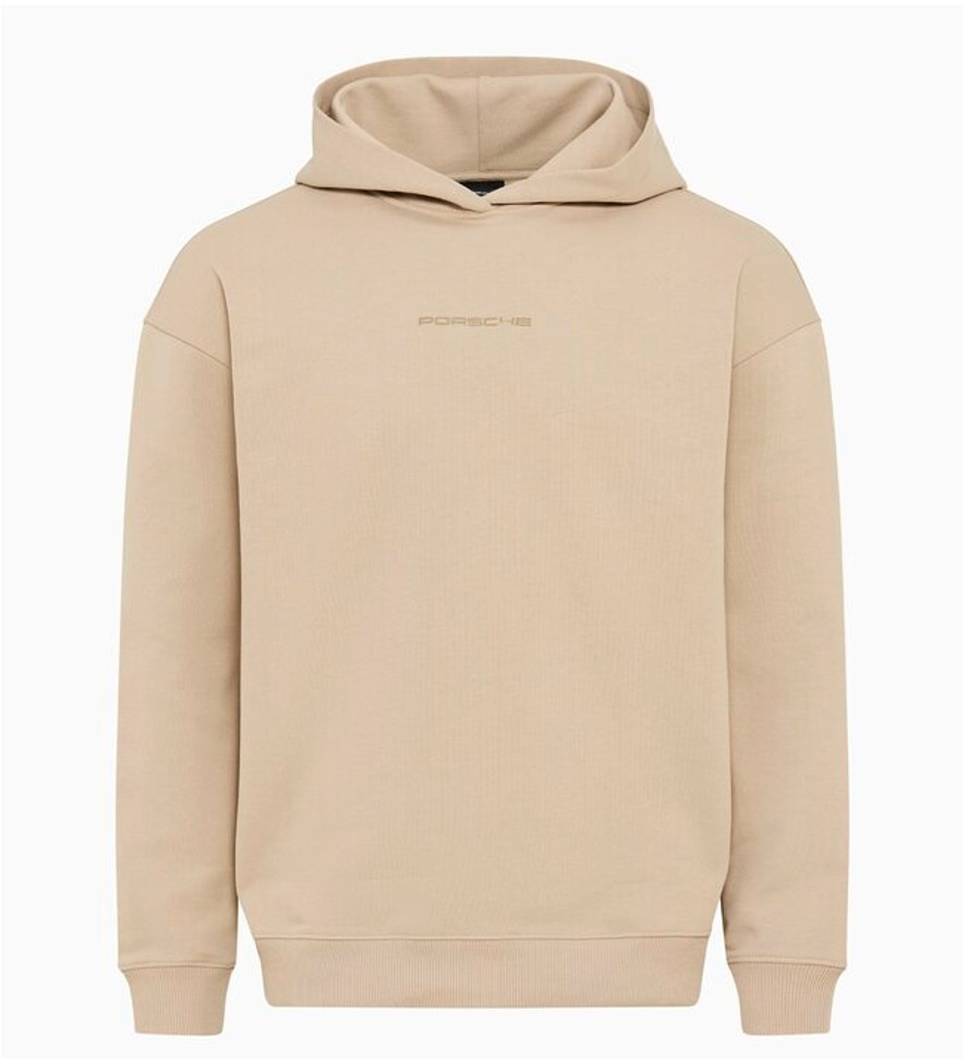 PORSCHE Tennis Heritage 2026 Hoodie Mikina s kapucí s pogumovaným potiskem sportovní volnočasová v béžové