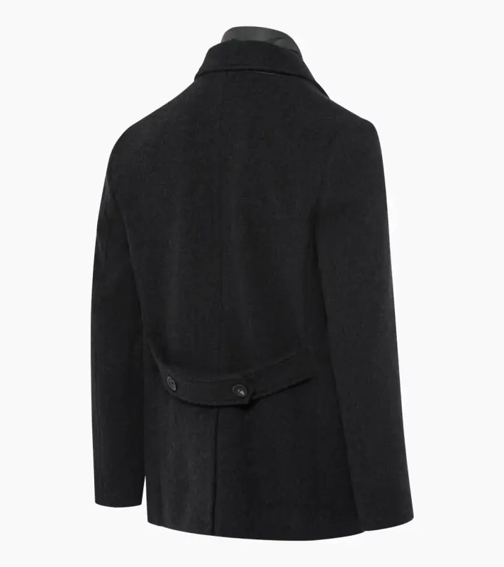 PORSCHE DESIGN Hybrid Peacoat Kabát dvouřadý krátký s žakárovou podšívkou černá