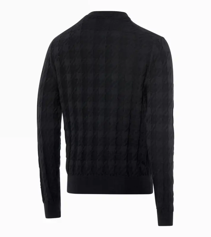 PORSCHE DESIGN Sweater Svetr s výstřihem ke krku z merina a žakárovým vzorem černá