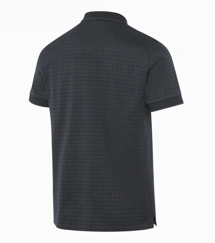 PORSCHE DESIGN Seasonal Polo T-shirt Tričko s límečkem žakárové bavlněné se speciální légou se vzorem pepita šedočerná
