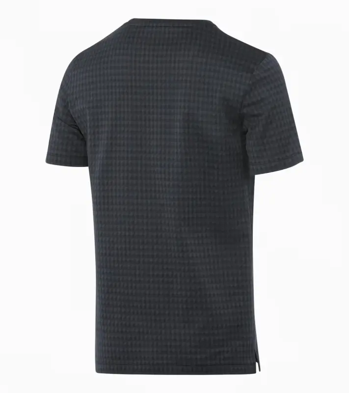 PORSCHE DESIGN Seasonal T-shirt Tričko žakárové bavlněné s kulatým výstřihem se vzorem pepita šedočerná