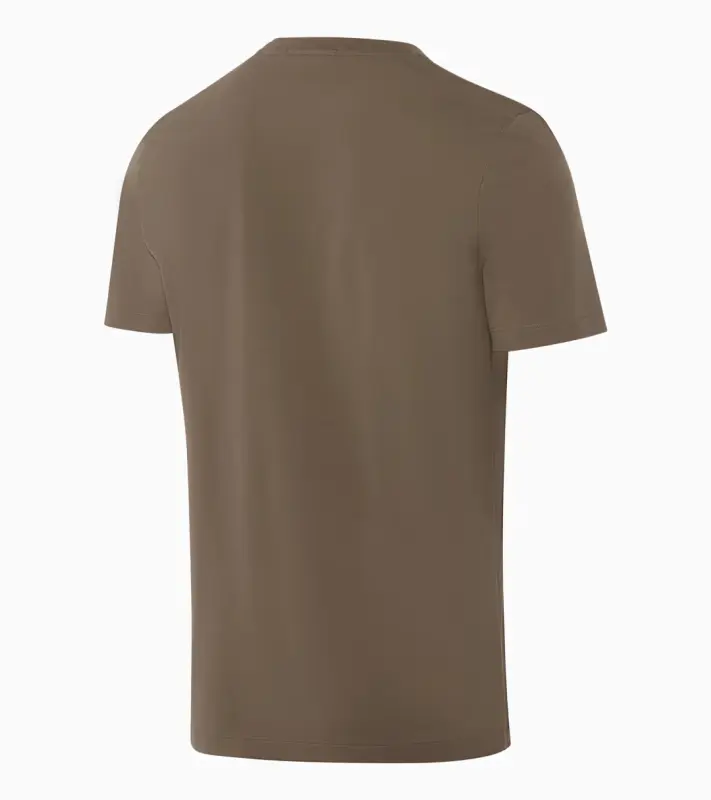 PORSCHE DESIGN Crew Neck T-Shirt Tričko bavlněné elastické s kulatým výstřihem v hnědé camelka