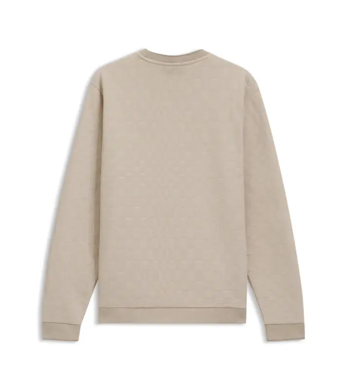 PORSCHE DESIGN Sweatshirt with Pascha Check Jacquard Porsche x BOSS Svetr mikina se žakárovým vzorem šachovnice a vycentrovaným reliéfním logem v béžové