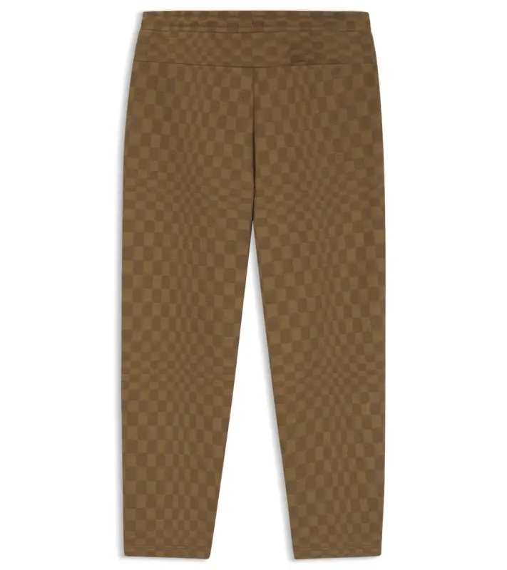PORSCHE DESIGN Tracksuit Bottoms with Pascha Pattern Porsche x BOSS Kalhoty volnočasové sportovní se žakárovým vzorem šachovnice v hnědé camelce