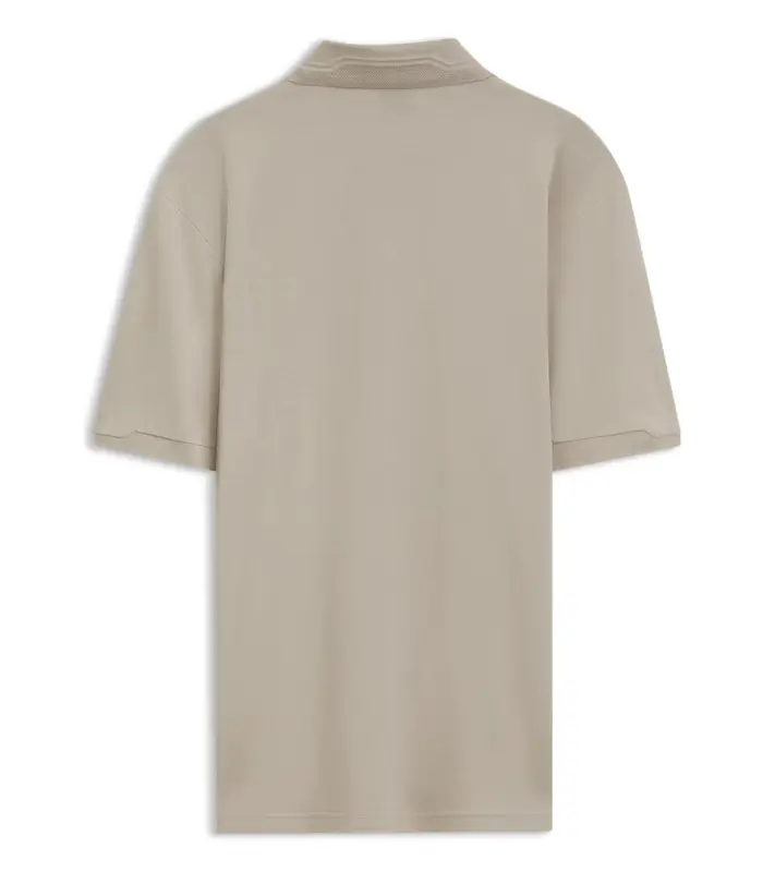 PORSCHE DESIGN Polo Shirt with gloss branding Porsche x BOSS Polokošile tričko s límečkem a knoflíčky s reliéfní grafikou béžová