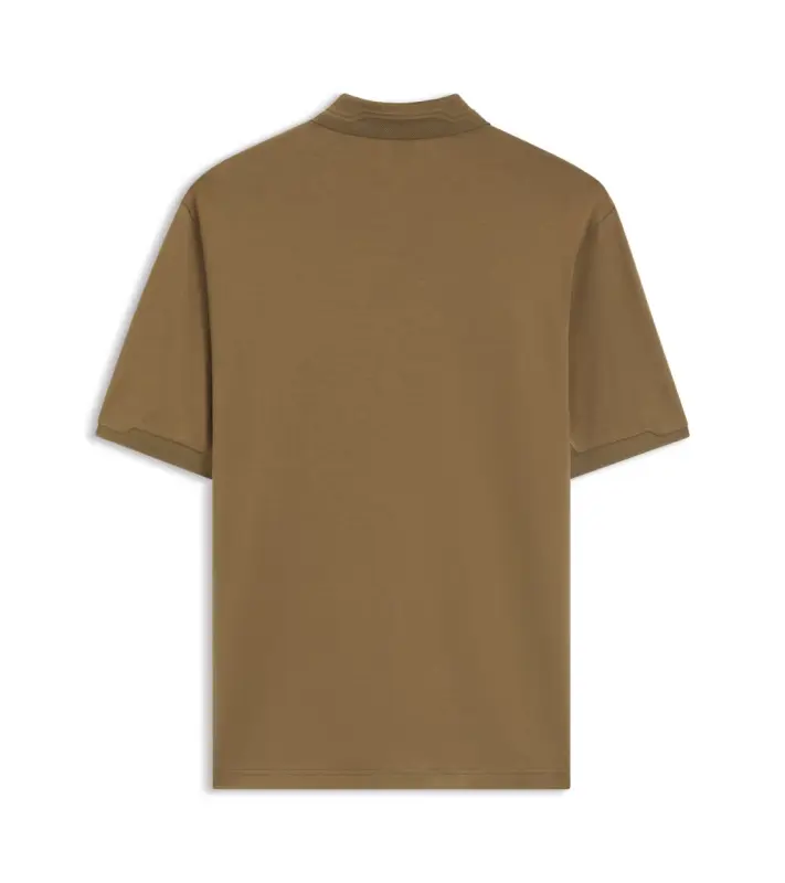 PORSCHE DESIGN Polo Shirt with gloss branding Porsche x BOSS  Polokošile tričko s límečkem a knoflíčky s reliéfní grafikou hnědá camelka