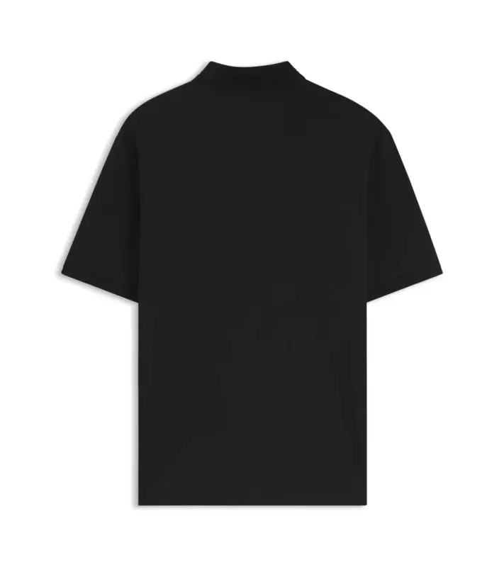 PORSCHE DESIGN Polo Shirt with gloss branding Porsche x BOSS Polokošile tričko s límečkem a knoflíčky s reliéfní grafikou černá