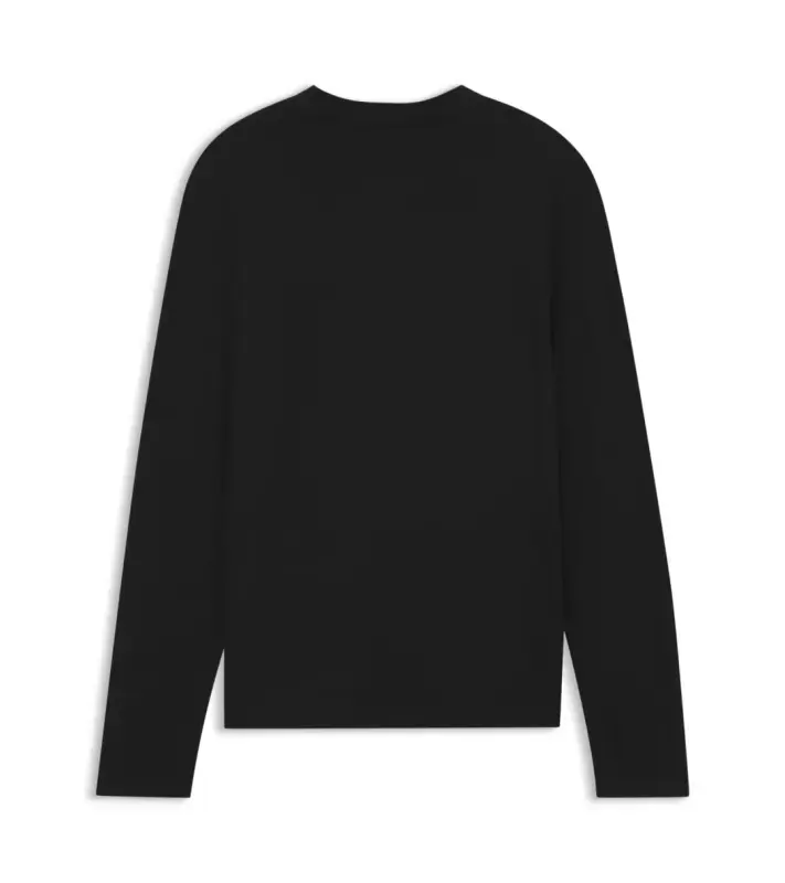 PORSCHE DESIGN Long-sleeved T-shirt with gloss logo Porsche x BOSS Tričko s dlouhým rukávem sportovně laděné s výstřihem ke krku černé s grafikou