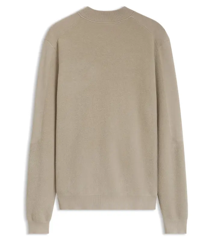 PORSCHE DESIGN Zip-up Cardigan with logo Porsche x BOSS Svetr rozepínací kardigan žakárový s reliéfním logem v béžové