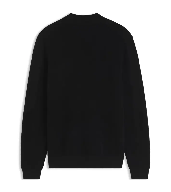 PORSCHE DESIGN Zip-up Cardigan with logo Porsche x BOSS Svetr rozepínací kardigan žakárový s reliéfním logem v černé