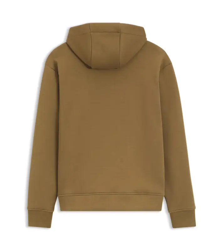 PORSCHE DESIGN Relaxed-fit zip-up Hoodie with logo Porsche x BOSS Mikina klokanka rozepínací s reliéfním logem hnědá camelka