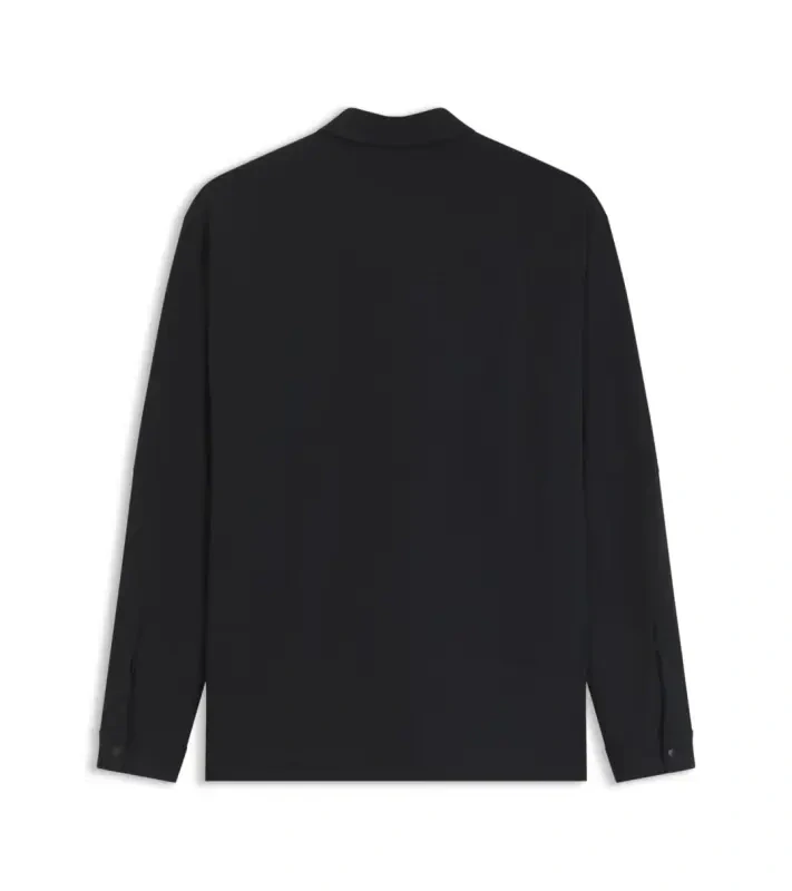 PORSCHE DESIGN Relaxed-fit overshirt with light padding Porsche x BOSS Bundokošile s lehkým zateplením s reliéfním logem černá