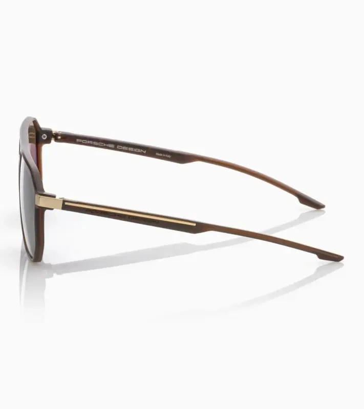 PORSCHE DESIGN P´86012 Sunglasses Neo Blade #2 Sluneční brýle typických tvarů a barev. Hnědozlatá varianta s kouřovými hnědými skly.