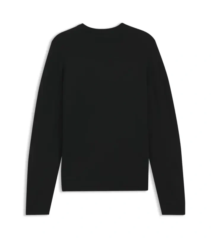 PORSCHE DESIGN Sweater with Ottoman-structured panels Porsche x BOSS Svetr z merina sportovně laděný s výstřihem ke krku s reliéfní grafikou v černé