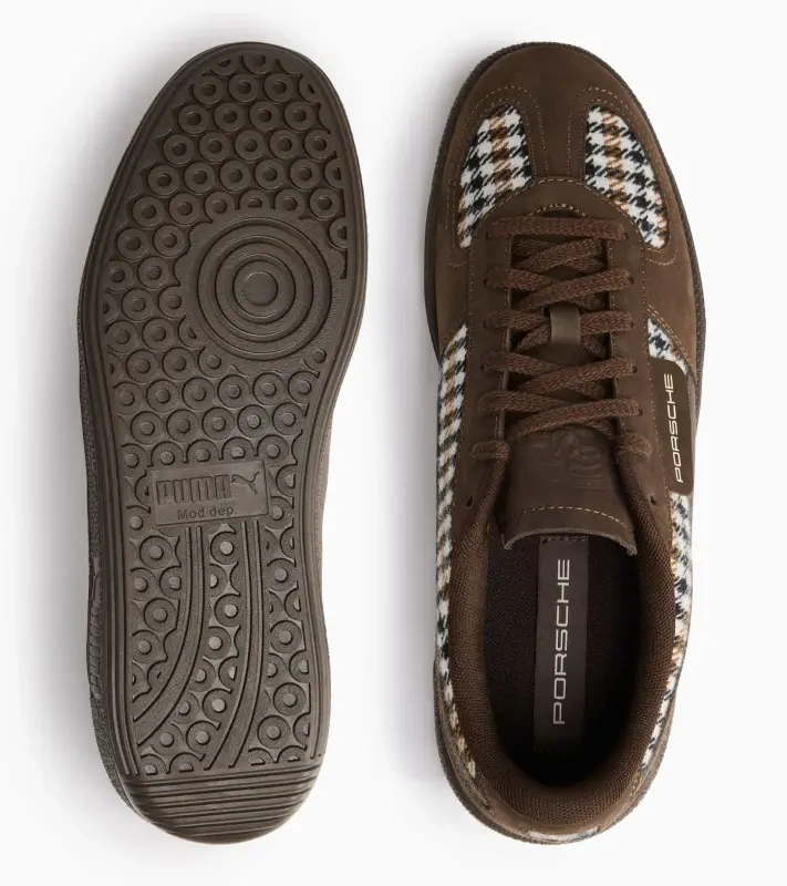 PORSCHE DESIGN 911 Pepita Palermo Sneakers Obuv volnočasová sportovní v retro stylu kostkovaná hnědobílá