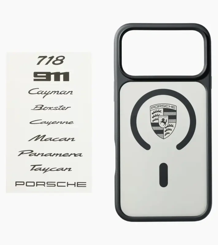 PORSCHE Snap-on case for iPhone® 18 Pro Max Kryt mobilního telefonu iPhone 18 Pro Max se znakem Porsche černý hliníkový rámeček