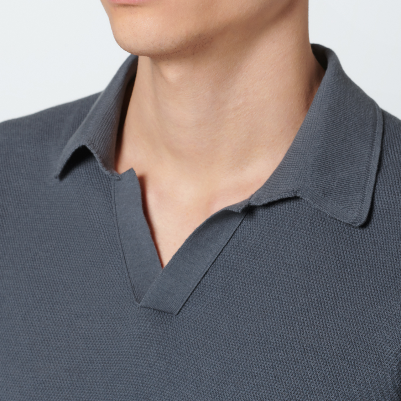 Porsche Design Casual Knit Polo Tričko s límečkem šedé
