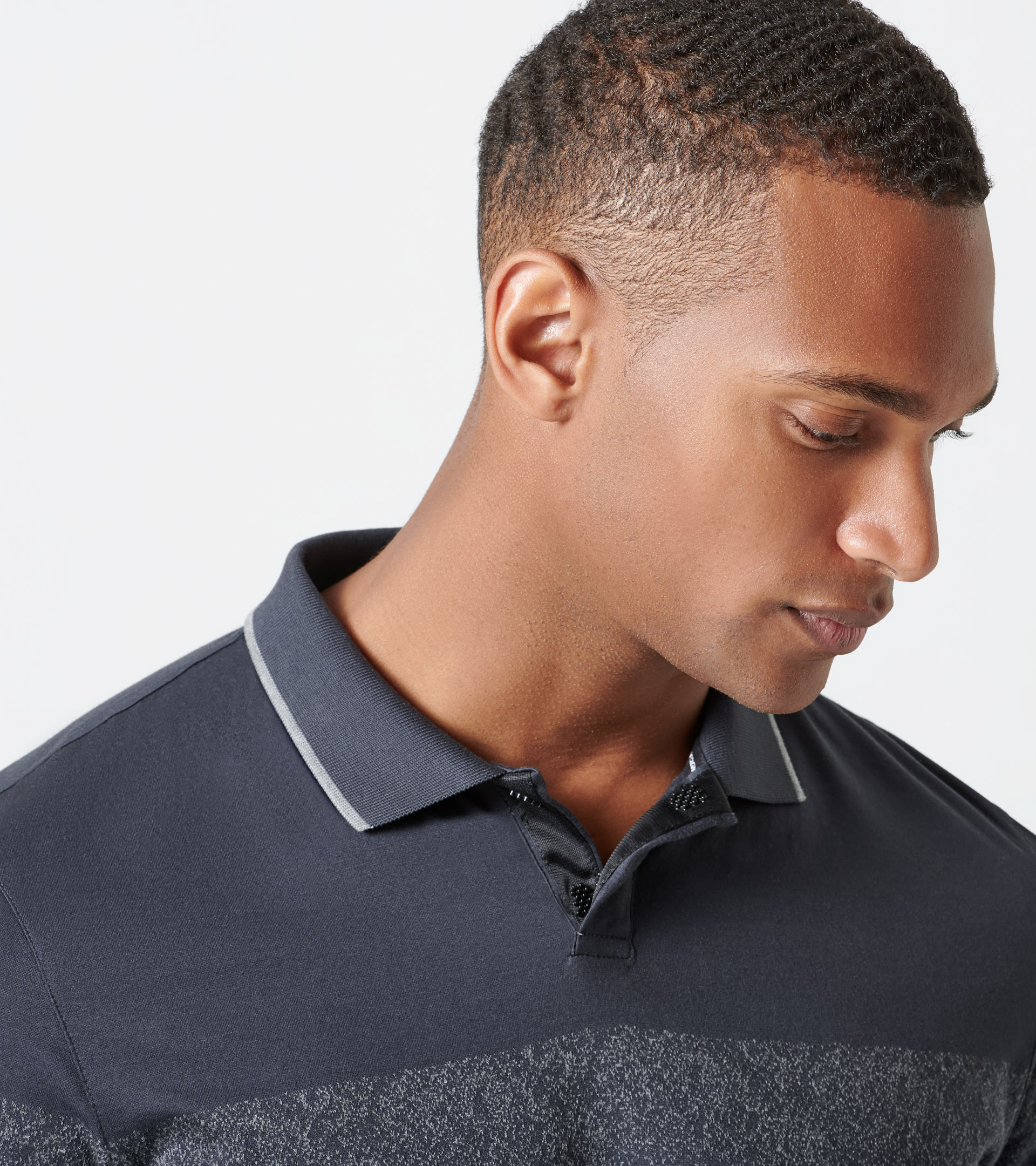 Porsche Design P 1120 M Hidden Placket Jacquard Polo Triko s límečkem asfalt