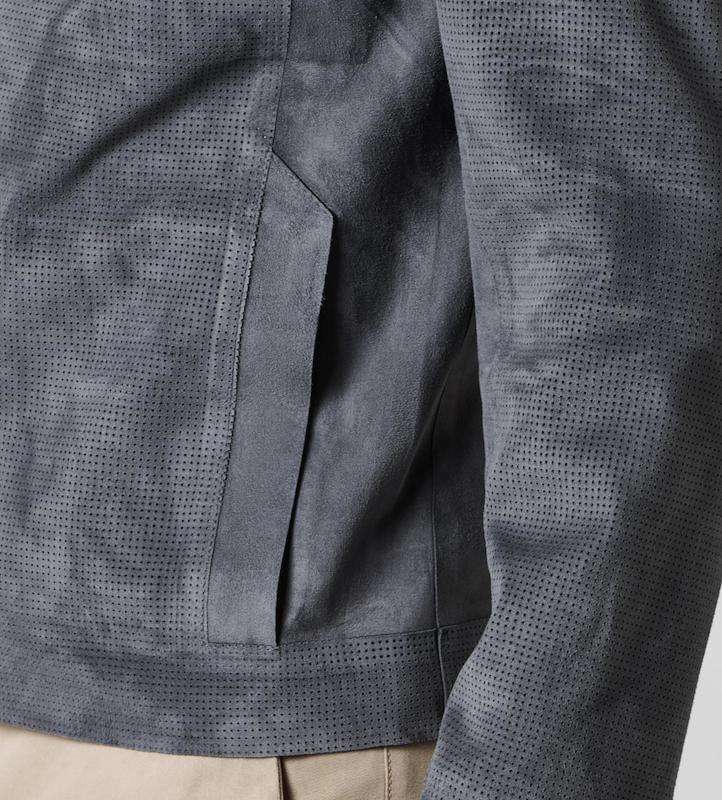 Porsche Design PERFORATED GOAT SUEDE LEATHER JACKET exkluzivní kožená bunda šedá
