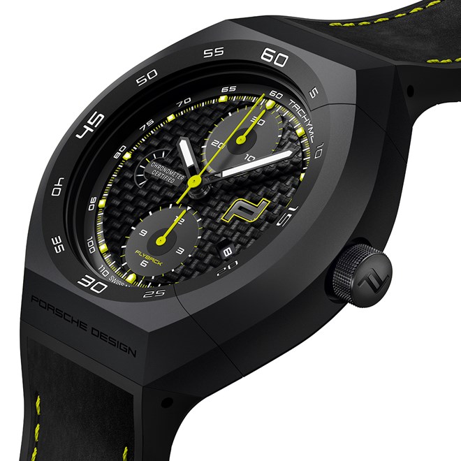 Porsche Design MONOBLOC ACTUATOR CHRONOTIMER FLYBACK acid green LIMITED EDITION hodinky černá zelená karbon