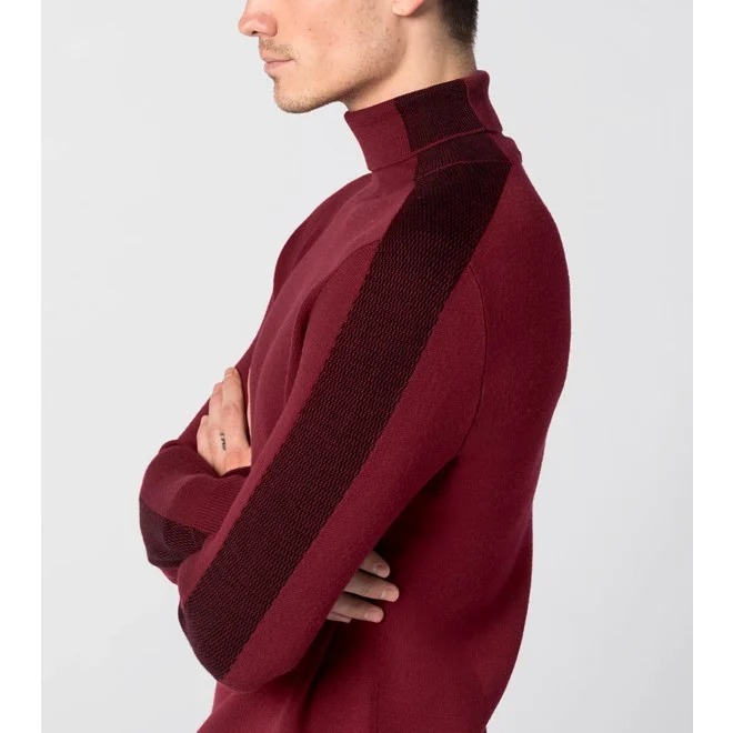 Porsche Design STRIPED TURTLE NECK SWEATER SWEATER Svetr ke krku červená rhubarb red melange