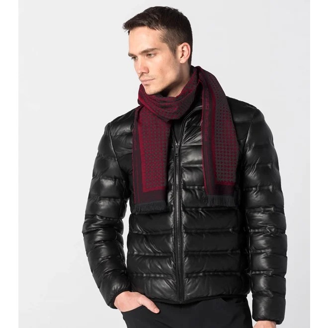 Porsche Design PEPITA BUSINESS SCARF Šála kostkovaná šedá černá červená jet black rhubarb red