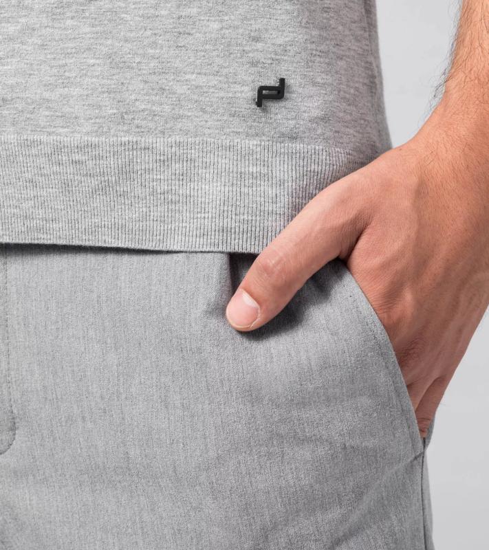 Porsche Design Bi-Colour Structured Knitted Polo Strukturované tričko s límečkem bílo šedá