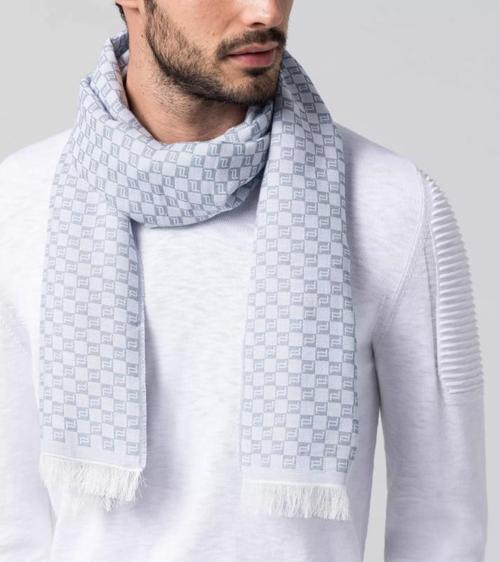 Porsche Design Luxe PD-Icon Chequered Scarf kostkovaná šála světlá
