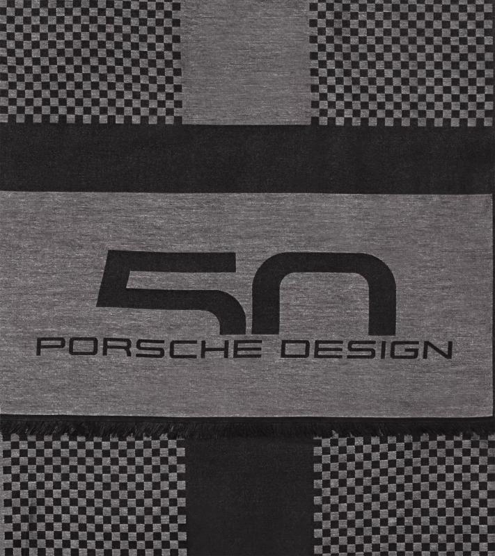 Porsche Design 50Y Chequered Flag Scarf Šála kostkovaná černo šedá