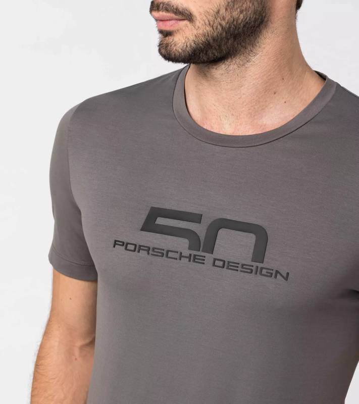 PORSCHE DESIGN 50Y Crew Neck T-Shirt Tričko výročí 50let šedá platinová