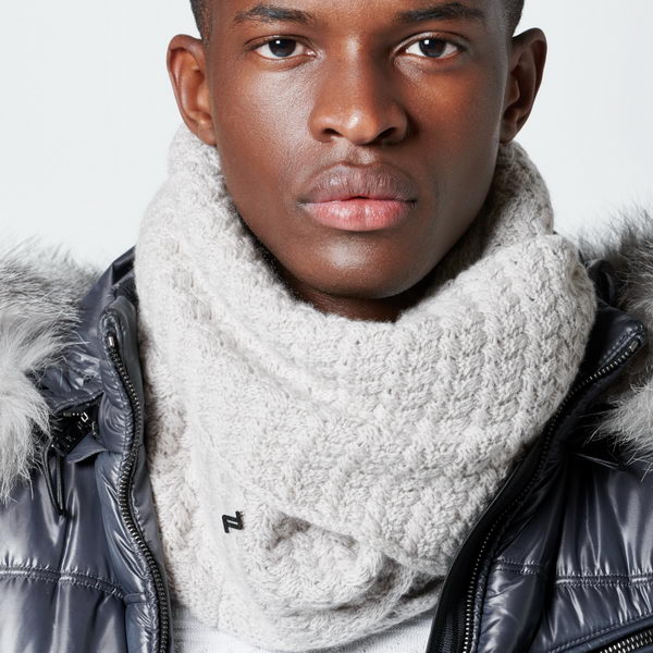 Porsche Design Looped Tec Flex Scarf Šála zimní kruhová kašmír šedo béžová