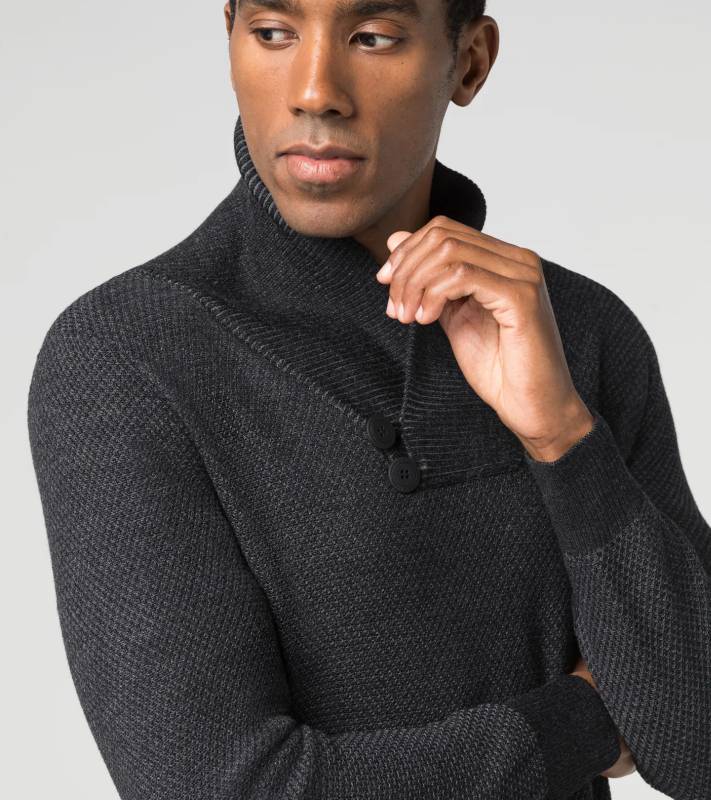 PORSCHE DESIGN Shawl Collar Sweater Svetr se šálovým límcem černý