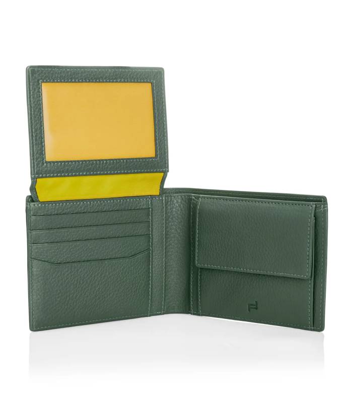 PORSCHE DESIGN Business Wallet 7 Kožená klasická peněženka zelenkavá